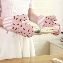 Oven Mitts Baking Gloves Pastoral Kitchen Tools Insulation Microwave Cotton Mittens Thickened Bakeware Printed Pot Holder Hand