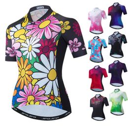 Racing Jackets Flower Womens Cycling Jersey Shirt Short Sleeve Clothing Summer Mountain Bicycle Quick Dry Mtb Bike Tops