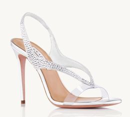 Aquazzuras PVC designer sandali da donna Izzy Plexi Sandal Heels crysta fibbia party abito da sposa scarpe tacco sexy cinturino posteriore suola in pelle sandalo 35-43