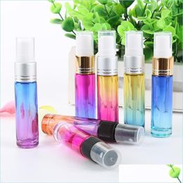 Storage Bottles Jars 10Ml Gradient Pure Colour Essential Oil Per Spray Bottle Empty Thick Glass Bottles Durable For Travel Cosmetic C Dhdao
