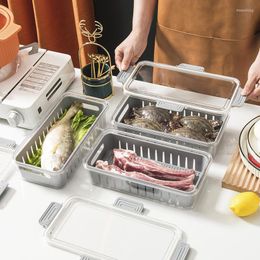 Vases Organiser Refrigerator Storage Box Kitchen Accessories Fresh-keeping Seafood Vegetables Fruits Drain Rack Sealed