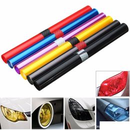 Car Stickers 30 X 100Cm Pvc Car Foil Film Vehicle Tail Light Headlight Wrap Sticker Decal Purple Blue Red Yellow Black Brown Drop De Dhor3