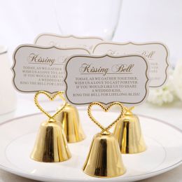 Beautiful Gold and Silver Kissing Bell Place Card Holder Photo Holder Wedding Table Decoration Favours RRB16416