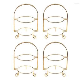 Bakeware Tools 4X Metal Cake Stand Double-Layer Arch-Shaped Golden Fruit Dessert Rack Wedding Birthday Party Decoration Gold