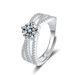Classic Engagement Open Band Rings Adjustable Cubic Zirconia Rings Wedding Jewellery