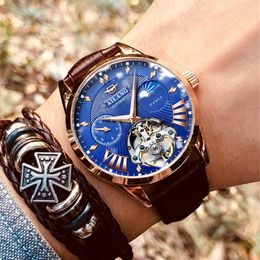 Wristwatches Top Skeleton Tourbillon Watch Men Clock Automatic Mechanical Male Business Wrist Relogio Masculino 2022