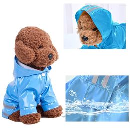 Dog Apparel Spring Summer Outfit Raincoat Reflective PU Puppy Pet Rain Coat Hooded Waterproof Jacket Clothes For Dogs Chihuahua