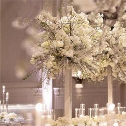 decoration Displays Racks Acrylic Flower Stand for Wedding Clear Display Rack Crystal Stage Pillar Event Wedding Centrepieces Tall Gold Mirror Pillars 418