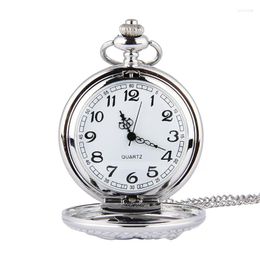 Pocket Watches Fashion Silver Horse Hollow Quartz Watch Chain Pendant Necklace For Women Men Gifts LXH