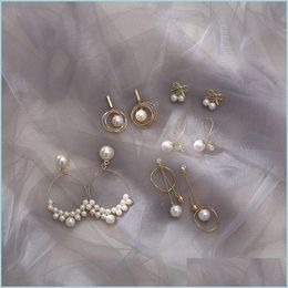 Dangle Chandelier Fashion Statement Earrings Big Geometric Pearl Beads For Women Girls Tassel Hanging Dangle Piercing Brincos Bijoux Dhg1E
