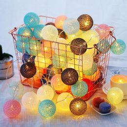 Strings 7.5M 50 LED Cotton Ball Garland Lights String Christmas Xmas Fairy Decorations For Baby Bed Home Wedding Party