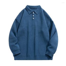 Men's Sweaters Autumn Winter Men Knitted Pullovers Polo Collar Thick Sweater Men's Fashion Loose Kintwear Long Sleeve Oversized Couple