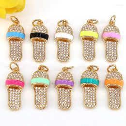 Pendant Necklaces 10Pcs Cute Enamel Slipper Pendants For Women Gold Plated CZ Pave Diy Earrings Necklace Bracelet Charms Jewellery Makin