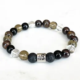 Strand MG1642 New Design Capricorn Zodiac Bracelet 8 MM Black Tourmaline Crystal Smoky Quartz Wrist Mala Natural Gemstone Jewelry