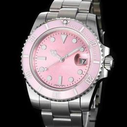 Wristwatches Master Design Automatic Mechanical Watch 2021 Hot Ceramic Pink Large Window Calendar Folding Buckle Sapphire Glass Star Business