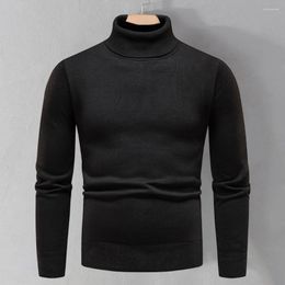 Men's Sweaters Men Sweater Pullover Slim Fit Solid Color Long Sleeves High Collar Thicken Plus Size Pure Warm Fall Clothes