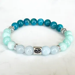 Strand MG1674 Cancer Zodiac Bracelet For Women 8 MM AAA Grade Apatite Amazonite Aquamarine Wrist Mala Natural Gemstone Jewellery