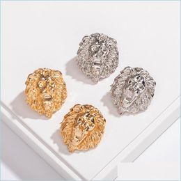 Stud Women Lion Head Stud Earring Metal Animal Gold Sier Fashion Jewellery Accessories For Gift Party 478 T2 Drop Delivery 2022 Dhszk