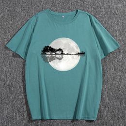 Men's T Shirts Summer T-shirt Short Sleeve Moon Tree Reflection Print Fashion Casual Male Graphic Streetwear Men Regular O-Neck Tees Tops