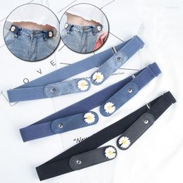 Belts Lazy For Women Flower Style Buckle-Free Waist Jeans Pants No Buckle Stretch Elastic Belt Men Invisible