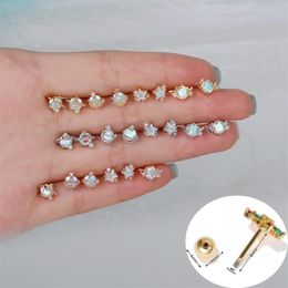 Stud Earrings SO 1 Piece Multicolor Star Moon Butterfly Zircon Copper Piercing Screw Ball Jewellery For Women Cute Party Gift
