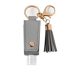 Hand Sanitizer Bottle Cover PU Leather Tassel Party Favour Holder Keychain Protable Keyring Bags Home Storage Organisation RRE15053