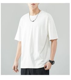 Men's T Shirts M1394 Cotton White Short Sleeved T-shirt Men's Summer Thin Lovers' Dress With Half Sleeve Loose Bottomed Top