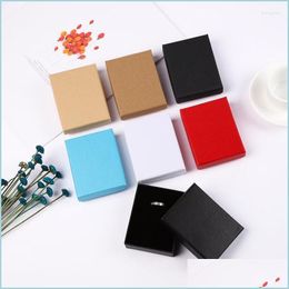 Jewelry Pouches Bags Jewelry Pouches Bags 10Pcs Square Set Display Gifts Box Holder Black Red White Aqua Kraft Paper Engagement Ring Dhzf4