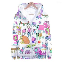 Men's Hoodies Y2K 2022 WAMNI Wobbledogs Zipper Game Sweatshirt Funny Pattern Hooded Unisex 3D Casual Clothes