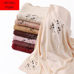 Rhinestones Jersey Hijabs for Woman Plain Premium Headscarf Scarves Muslim Women Hijab Jersey Turban Islamic Clothing 170x70cm