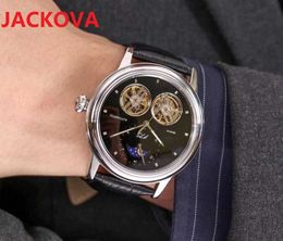 Armbanduhren 5a Luxus Herren Automatische Mechanische Uhr 43mm Sweeping 316l Edelstahlgehäuse Selbstaufzug Tourbillon Echtes Leder Armbanduhr Uhr