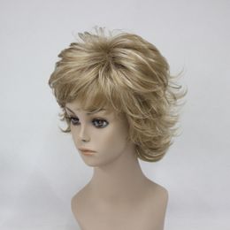 vogue honey ash blonde with blonde highlights layers flips short synthetic wig