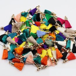 Charms 50Pcs/Lot Mixed-Color Cotton Tassels Earrings Silk Satin Tassel Charms For Woman Fashion Jewelry Finding Materials 1M Long 192 Dhnsn