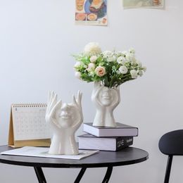 Vases Ceramic Vase Nordic Home Decor Living Room Decoration Modern Body Art Sculpture Flower Pot Desktop Arrangement