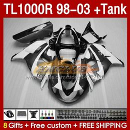 & Tank Fairings For SUZUKI TL-1000R SRAD TL-1000 TL 1000 R 1000R 98-03 Bodywork 162No.124 TL1000R 1998 1999 2000 01 02 03 TL1000 R 98 99 00 2001 2002 2003 Fairing grey white blk