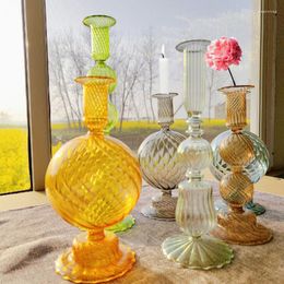 Vases Glass Candle Holder Home Decor Vase Stand Room Wedding Table Decoration Crystal Desktop Ornaments