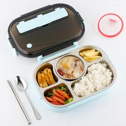 Dinnerware Sets Student Thermal Insulation Lunch Box Five Compartments With Soup Bowl Sealed 304 Stainless Steel Bento Free Tableware