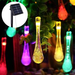 Strings Solar Powered String Lights 20 50 LEDs Waterproof LED Water Drop Fairy Indoor Outdoor Lighting Garden Holiday Paty