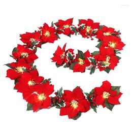 Strings HG-LED Artificial Poinsettia Garland String Light Christmas Tree Decoration For Party Wedding