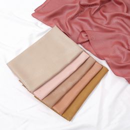 110x110cm Shimmer Square Daily Scarf Women Islamic Hijab Turban Headscarf Solid Colour Scarves Muslim Women Hijabs