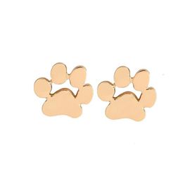 Stud Hollow Pet Cat Dog Lover Paw Print Stud Earrings Puppy Memorial Minimalist Earring Cute Animal Footprint Gold Sier Plated 172 Dr Dh8N7