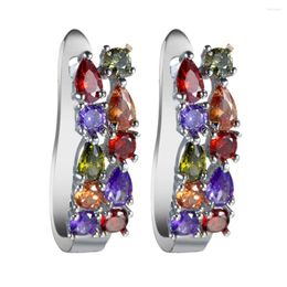 Hoop Earrings KHARISMA Fashion Jewelry Colorful Crystal Zircon Hook Retro Elegant Shiny Earwear For Women Lady