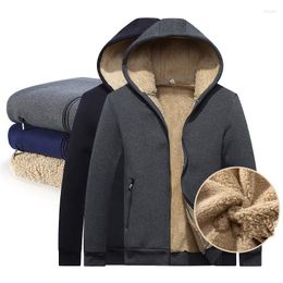 Men's Hoodies Autumn Winter Wool Warm Coats Zipper Fleece Hooded Overcoat Male Streetwear