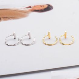 Stud S925 Sier Woman Stud Circle Ring Gold And Siers Ear Studs Opening Adjustable Delicate Jewelry Earrings Drop Delivery 2022 Earring Dh5N0