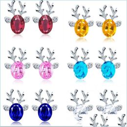 Stud Crystal Ear Studs Fashion Rhinestone Antlers Three Nsional Jewelry Women Reindeer New Stud Earrings Christmas 1 08Jk K2B Drop De Dhi8T