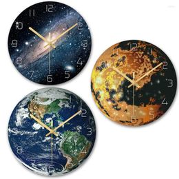 Wall Clocks Ultra-Thin Glass Clock Modern Design Vintage 3d RetroRelogio Parede Mechanism Silent Guess Women Electronic 50Q222