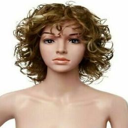 Popular New Fashion Beautiful Women's Medium Natural Brown Curly Full Wigs