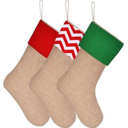 Canvas Christmas Stocking Gift Bags Xmas Kids Large Xmas Plain Burlap Decorative New Year Socks RRB16425
