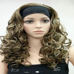 2022 Fashion Women Long Curly Wave 3/4 Half Wigs with Headband Cosplay Wig