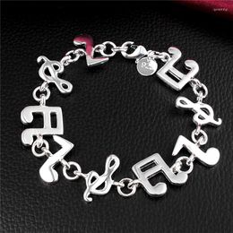 Charm Bracelets 5 PCS Sale Luxury Solid Silver Bracelet Fashion Large Musical Note Factory Price 925 Woman